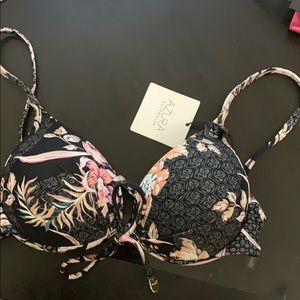 Acura Black Floral Bikini Top - fits A to C